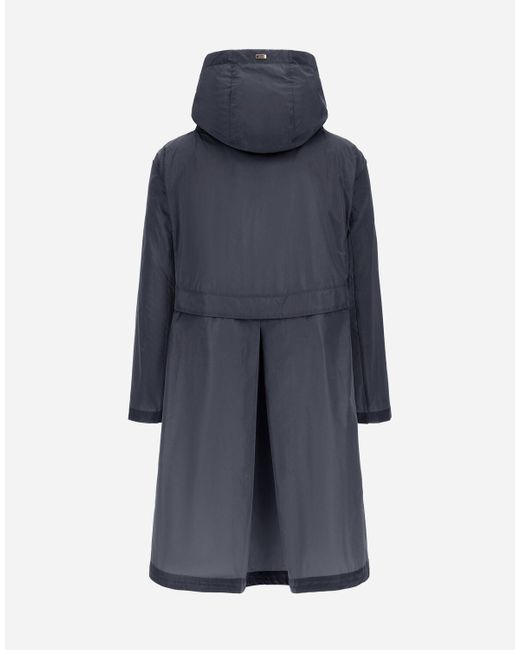 Herno Blue Langer Parka Aus New Techno Taft