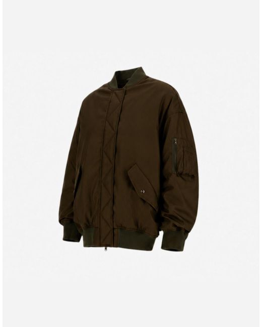 Herno Brown Nylon Gabardine Bomber Jacket