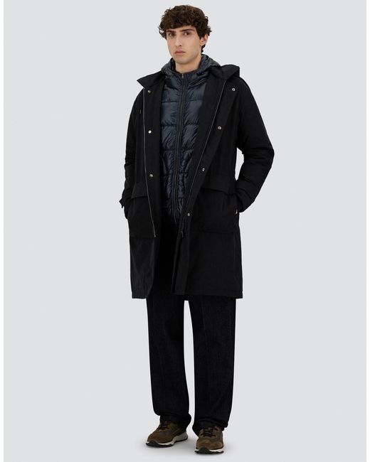 Herno Blue Waxed Tech Cotton Long Parka for men
