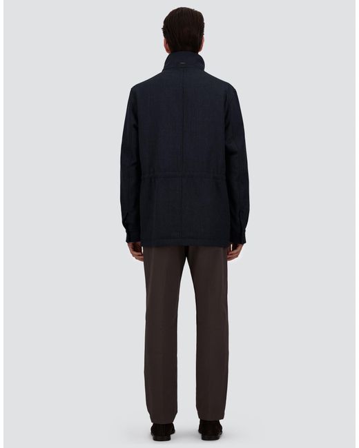 Herno Blue Vintage-Effect Wool-Blend Field Jacket for men