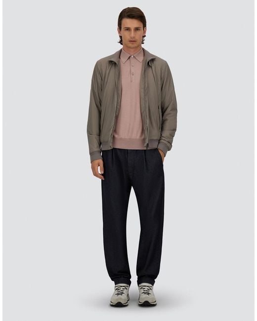 Herno Brown Ecoage High-Collar Bomber Jacket for men