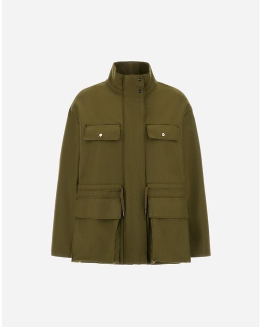 Herno Green Pure Wool Cloth Field Jacket