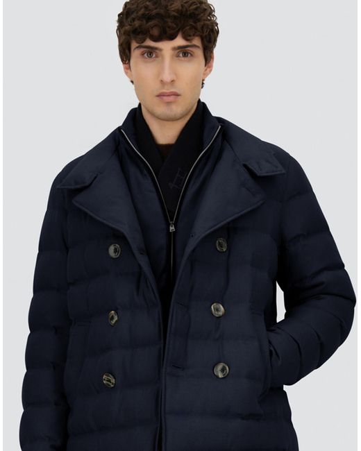 Herno Blue Pea Coat for men