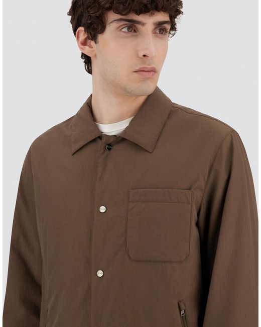 Herno Brown Crinkle Nylon Shacket for men