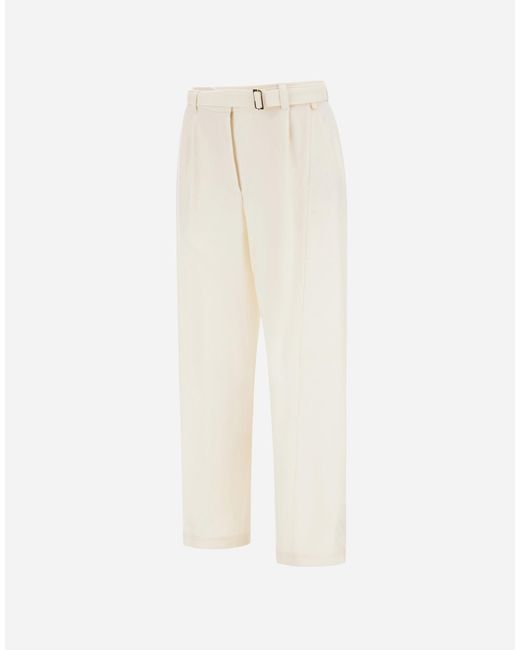 Herno White Wool Flannel Trousers