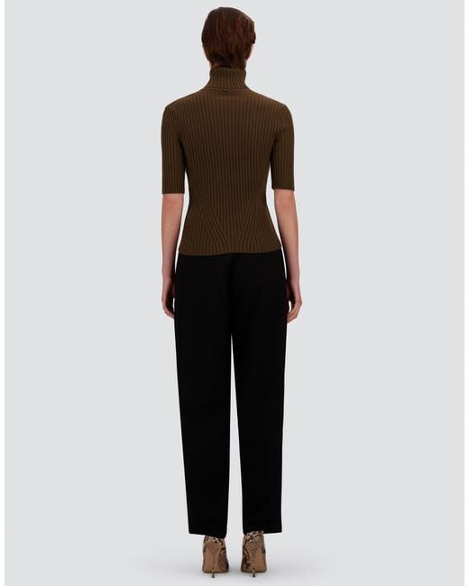 Herno Brown Ribbed Wool Turtleneck