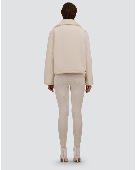 Herno Natural Corduroy Biker Jacket With Shearling-Effect Interior