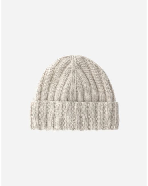 Herno White Ribbed Wool Beanie