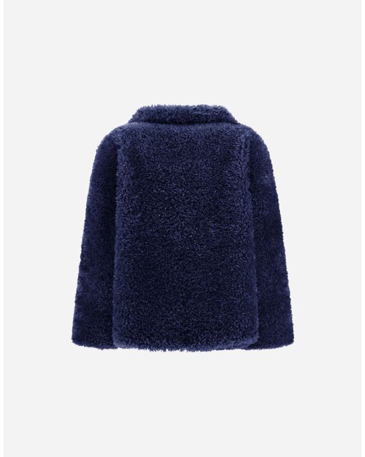 Herno Blue Curly-Effect Fur-Touch Short Jacket