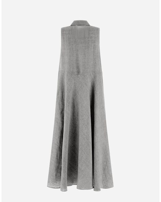 Herno Gray Resort Dress In New Lino