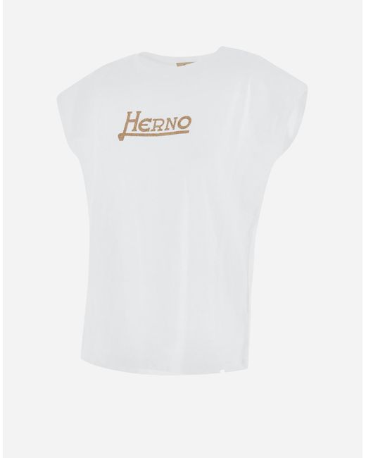 Herno White Camiseta De Interlock Jersey