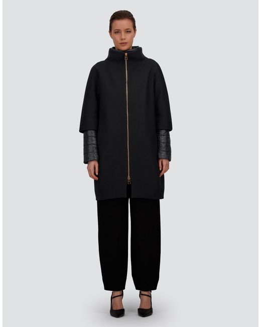 Herno Black Ecowool And Nylon Ultralight Coat