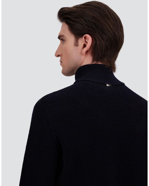 Herno Blue Wool Jacket With A Waffle-Knit Texture And Nylon for men