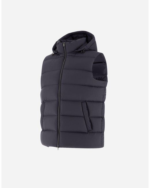 Herno Blue Vest In Ecoage for men
