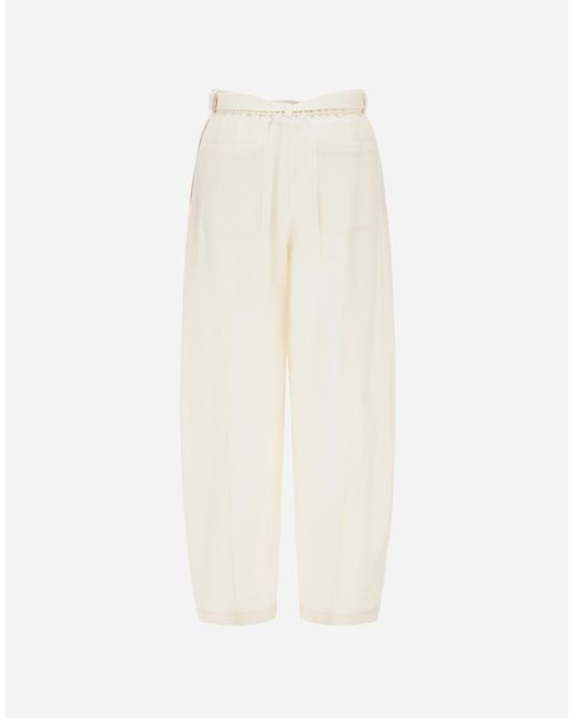Herno White Wool Flannel Trousers