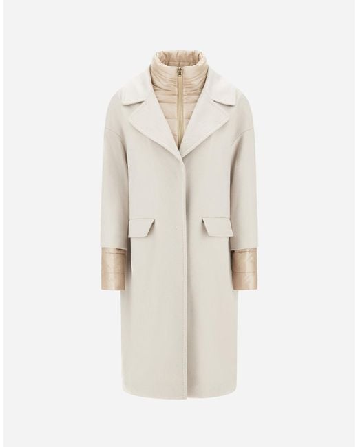 Herno Natural Abrigo De Pure Cashmere Y Nylon Ultralight