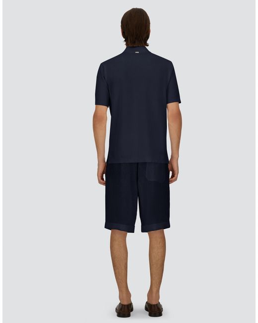 Herno Blue Jersey Knit Effect Polo Shirt for men