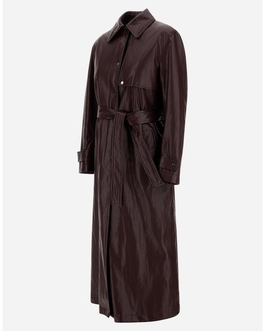 Herno Brown Leather-Effect Trench Coat