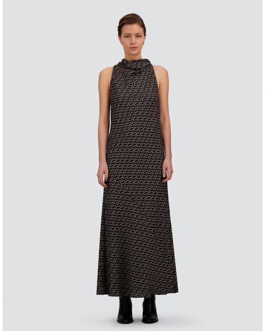 Herno White Silk Dress With Hook Print