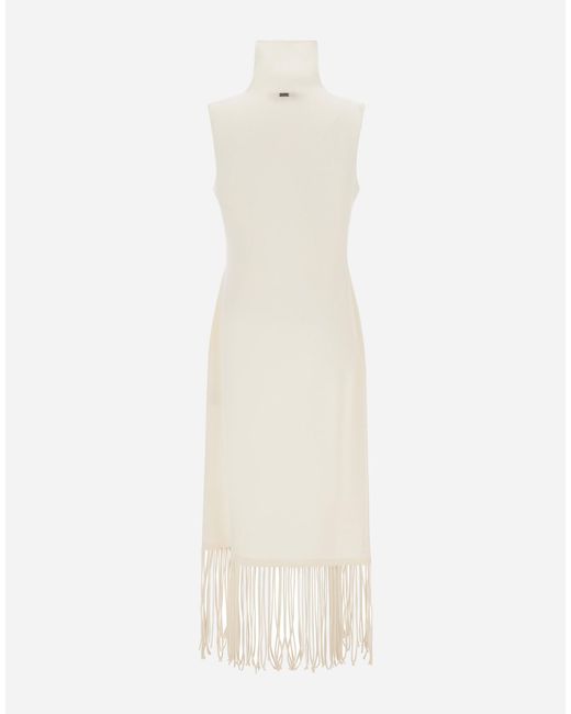 Herno White Wool And Cashmere Stocking-Stitch Dress