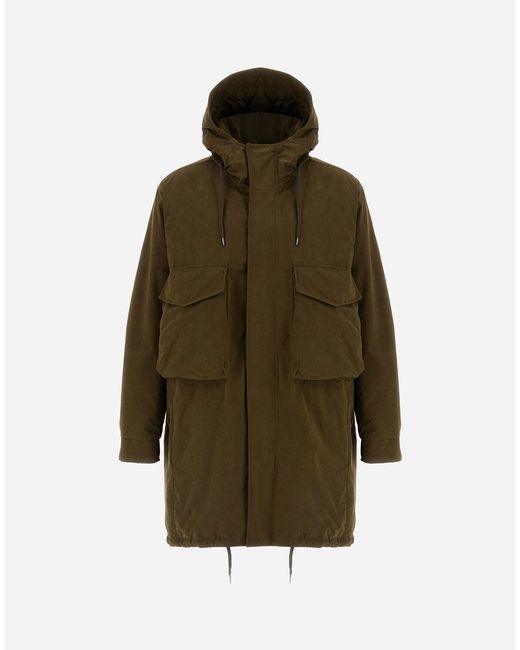Herno Green Waxed Tech Cotton Long Parka for men