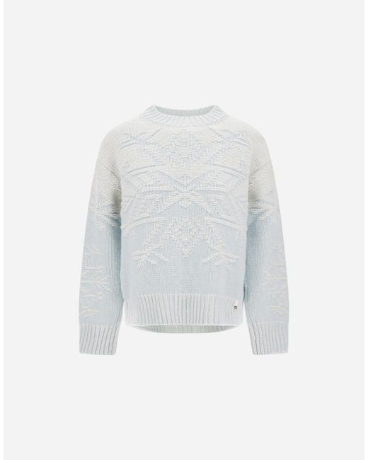Herno White Wool Jumper With Vanisé Inlay