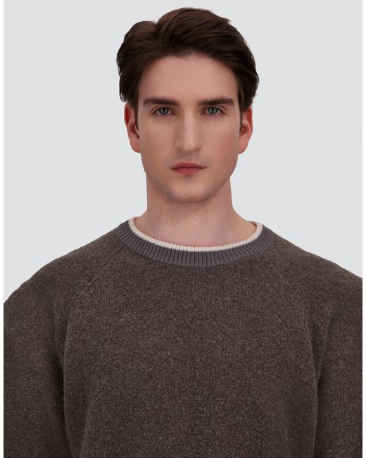 Herno Gray Cashmere And Wool Bouclé Jumper for men
