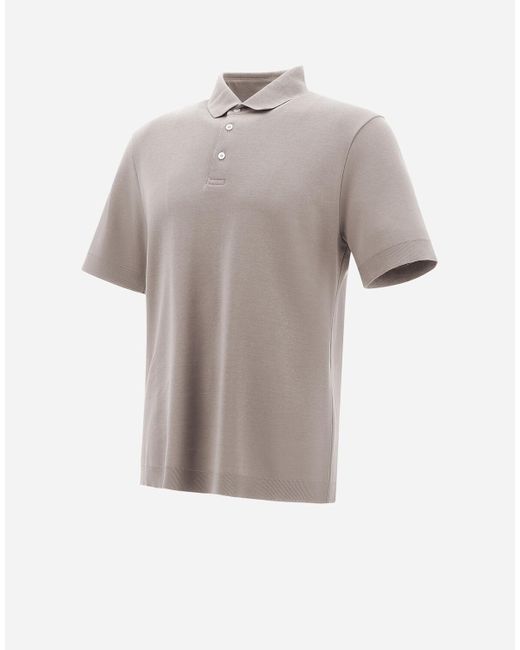 Herno Gray Jersey Knit Effect Polo Shirt for men
