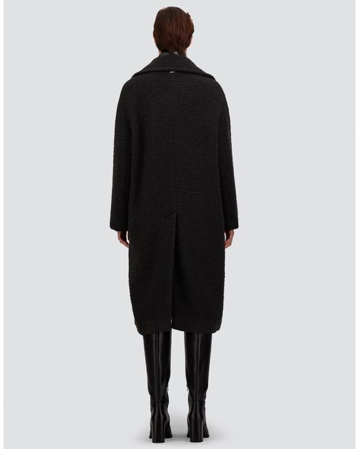 Herno Black Teddy Coat With Fringing And Nylon Ultralight