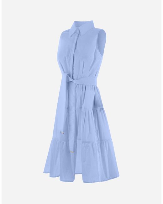 Herno Blue Vestido De Cotton, Monogram Y Techno Taffeta'