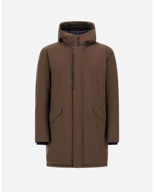 Herno Brown Long Parka In 2-layer Windstopper for men