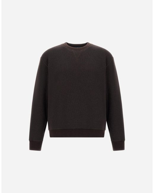 Herno Black Cotton And Wool Crew-Neck Sweatshirt for men