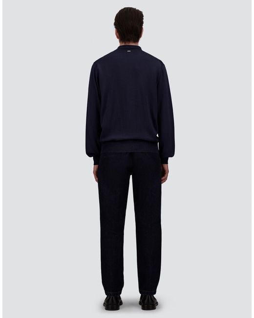 Herno Blue Merino Wool Polo Shirt for men
