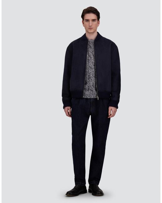 Herno Blue Faux Shearling Bomber Jacket for men