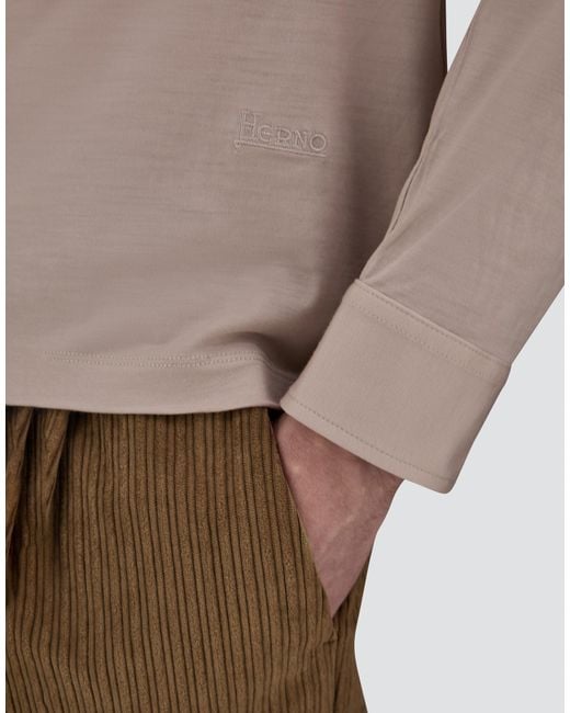 Herno White Wool Jersey Polo Shirt for men