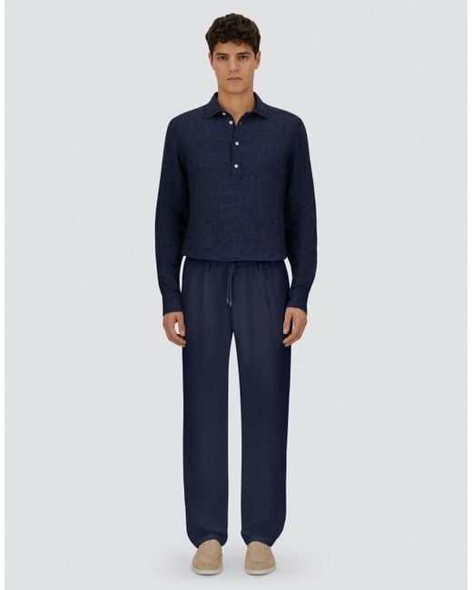 Herno Blue Resort New Linen Trousers for men