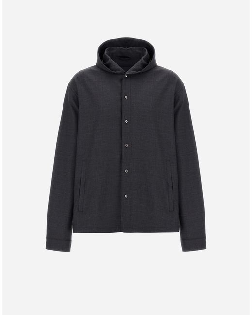 Herno Blue Fluid Wool Shacket for men