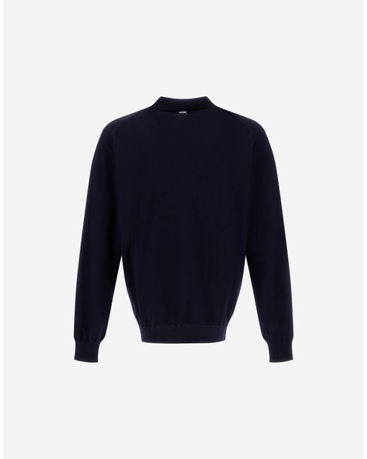 Herno Blue Merino Wool Polo Shirt for men
