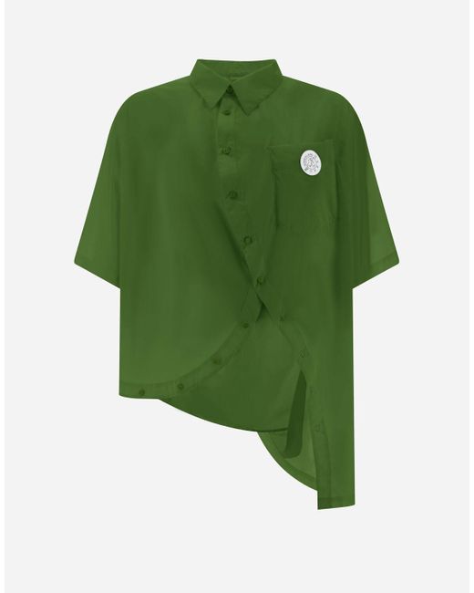 Herno Green Globe Shirt In Eco Cotton Feel