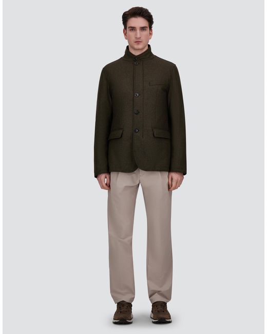 Herno Green Wool, Silk And Suede Effect Jacket for men