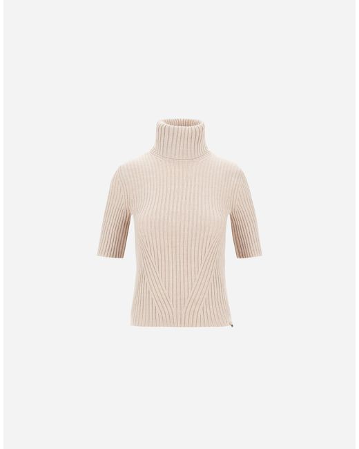 Herno White Ribbed Wool Turtleneck