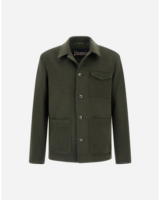 Herno Green Soft Recycled Wool Field Jacket for men