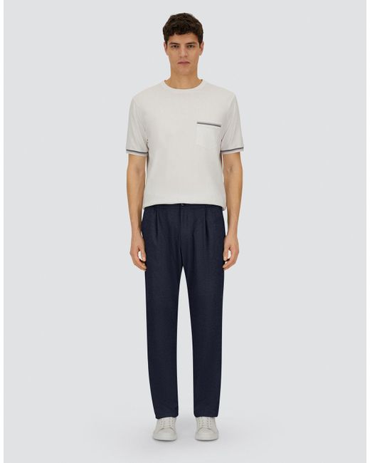 Herno Blue Melange Suede Effect Trousers for men