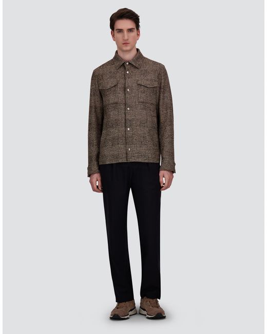 Herno Brown Alpaca And Wool Shacket With Check Pattern for men