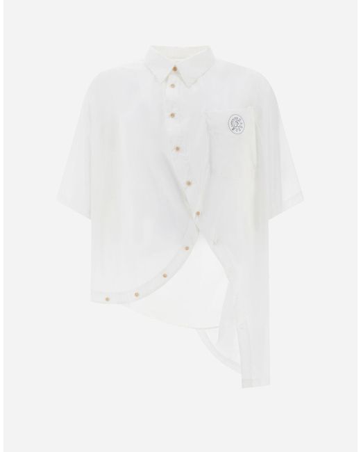 Herno White Globe Shirt In Eco Cotton Feel