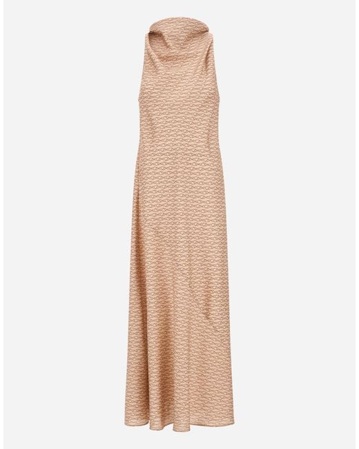 Herno Natural Silk Dress With Hook Print