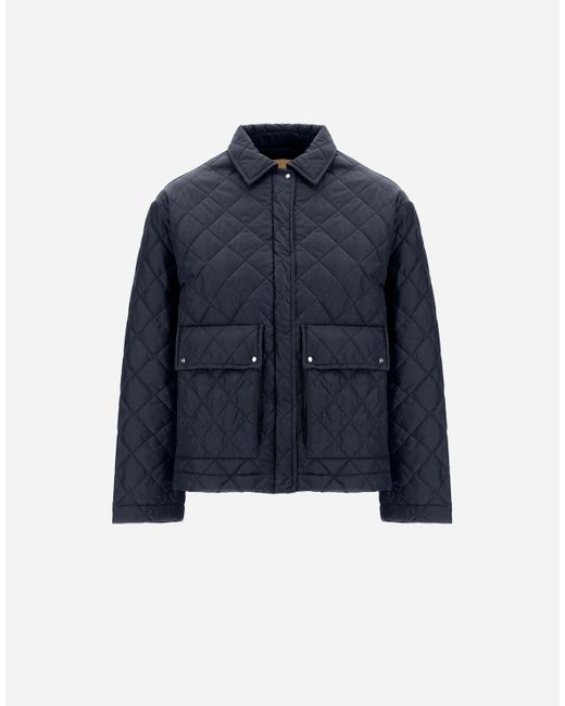 Herno Blue Quilted Cape