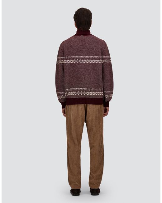 Herno Purple Wool And Cashmere Roll-Neck Jumper With Norwegian Pattern for men
