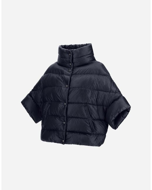 Herno Blue High-Neck Cape