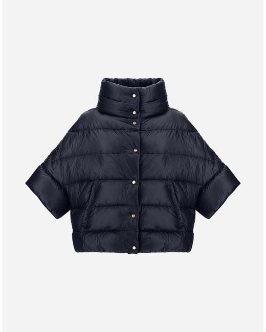 Herno Blue High-Neck Cape